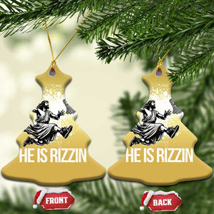 Funny Jesus Basketball Christmas Ornament He Is Rizzin Sport Player Meme TS11 Christmas Tree Gold Print Your Wear