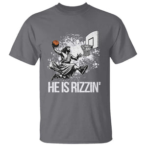 Funny Jesus Basketball T Shirt He Is Rizzin Sport Player Meme TS11 Charcoal Print Your Wear