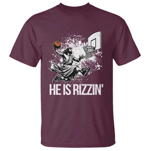 Funny Jesus Basketball T Shirt He Is Rizzin Sport Player Meme TS11 Maroon Print Your Wear