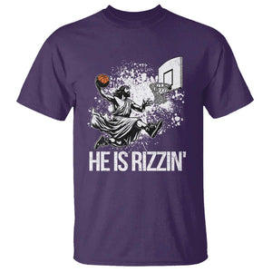 Funny Jesus Basketball T Shirt He Is Rizzin Sport Player Meme TS11 Purple Print Your Wear