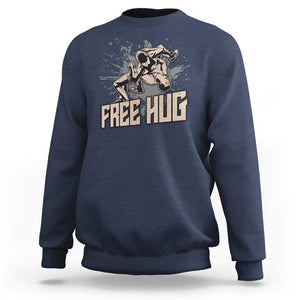 Funny Wrestling Sweatshirt Free Hug Vintage Wrestler TS11 Navy Print Your Wear