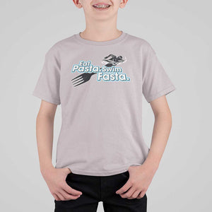 Funny Swimmer T Shirt For Kid Eat Pasta Swim Fasta Fork Swimming TS11 Ice Gray Print Your Wear