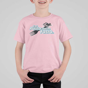 Funny Swimmer T Shirt For Kid Eat Pasta Swim Fasta Fork Swimming TS11 Light Pink Print Your Wear