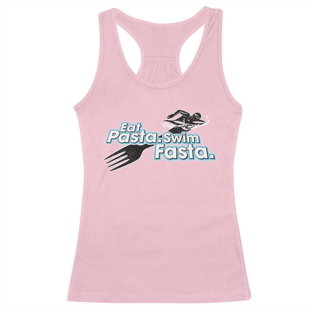 Funny Swimmer Racerback Tank Top Eat Pasta Swim Fasta Fork Swimming TS11 Light Pink Print Your Wear