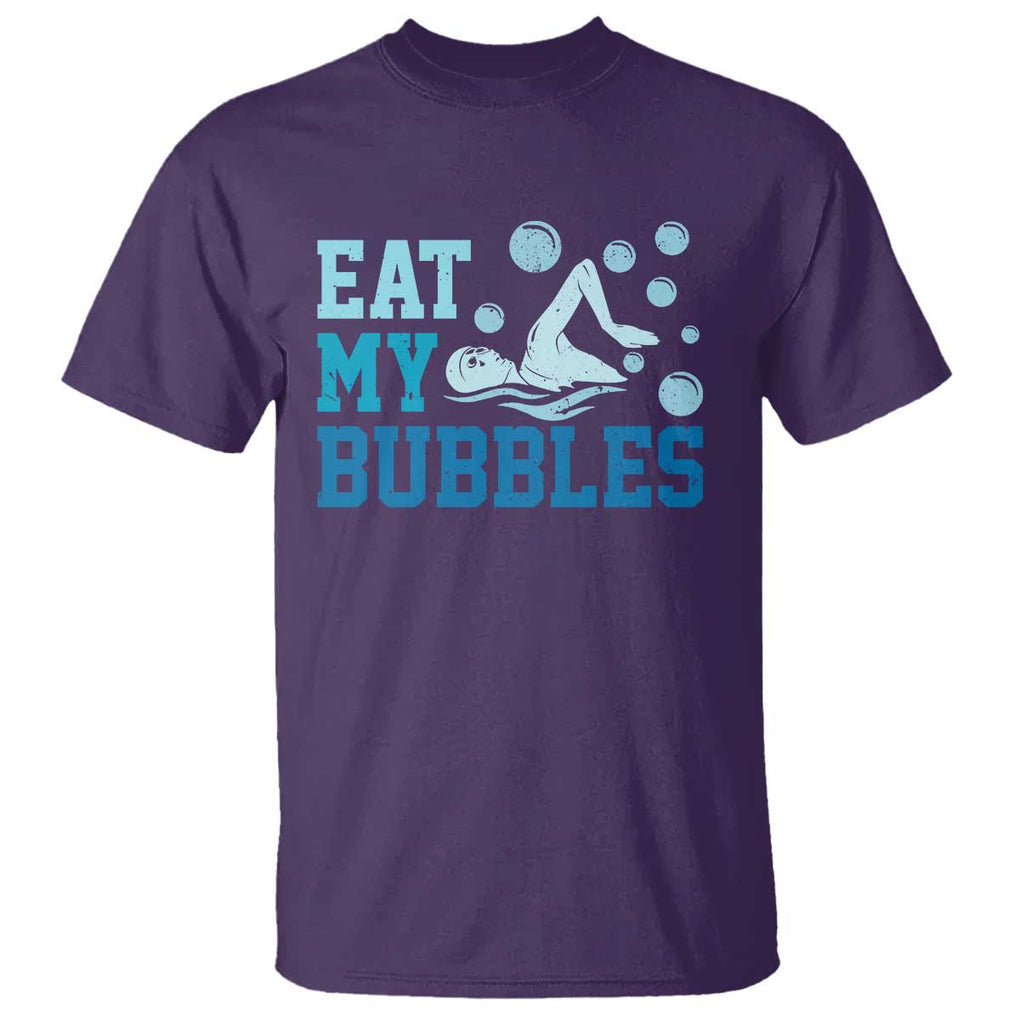 Funny Swimming T Shirt Eat My Bubbles Swim Sarcastic TS11 Purple Print Your Wear