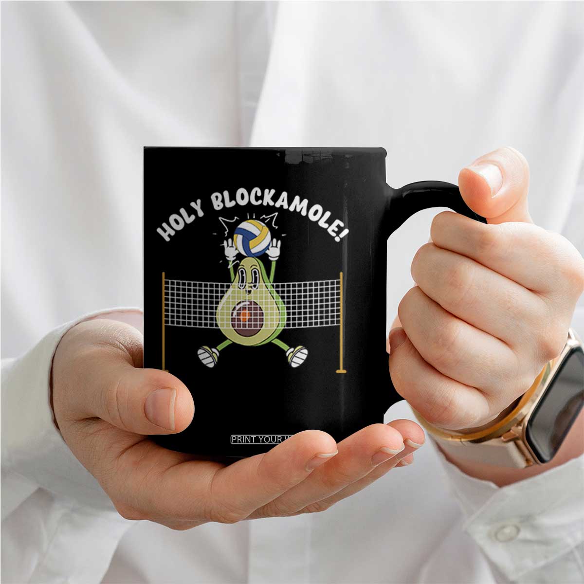 Funny Volleyball Holy Blockamole Coffee Mug Blocker Guacamole Avocado Blocker