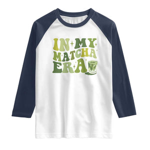 In My Matcha Era Raglan Shirt Matcha Latte Lover TS11 White Navy Print Your Wear