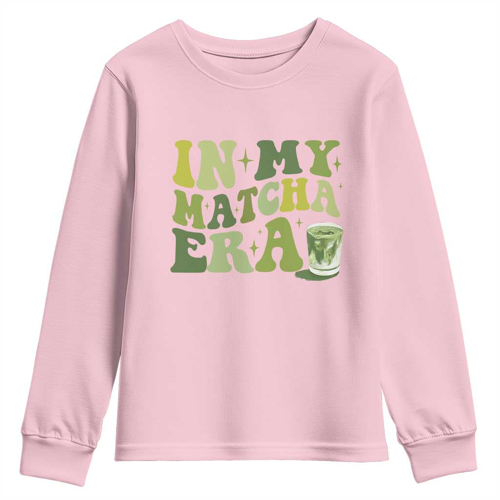 In My Matcha Era Youth Sweatshirt Matcha Latte Lover TS11 Light Pink Print Your Wear