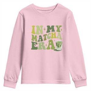 In My Matcha Era Youth Sweatshirt Matcha Latte Lover TS11 Light Pink Print Your Wear