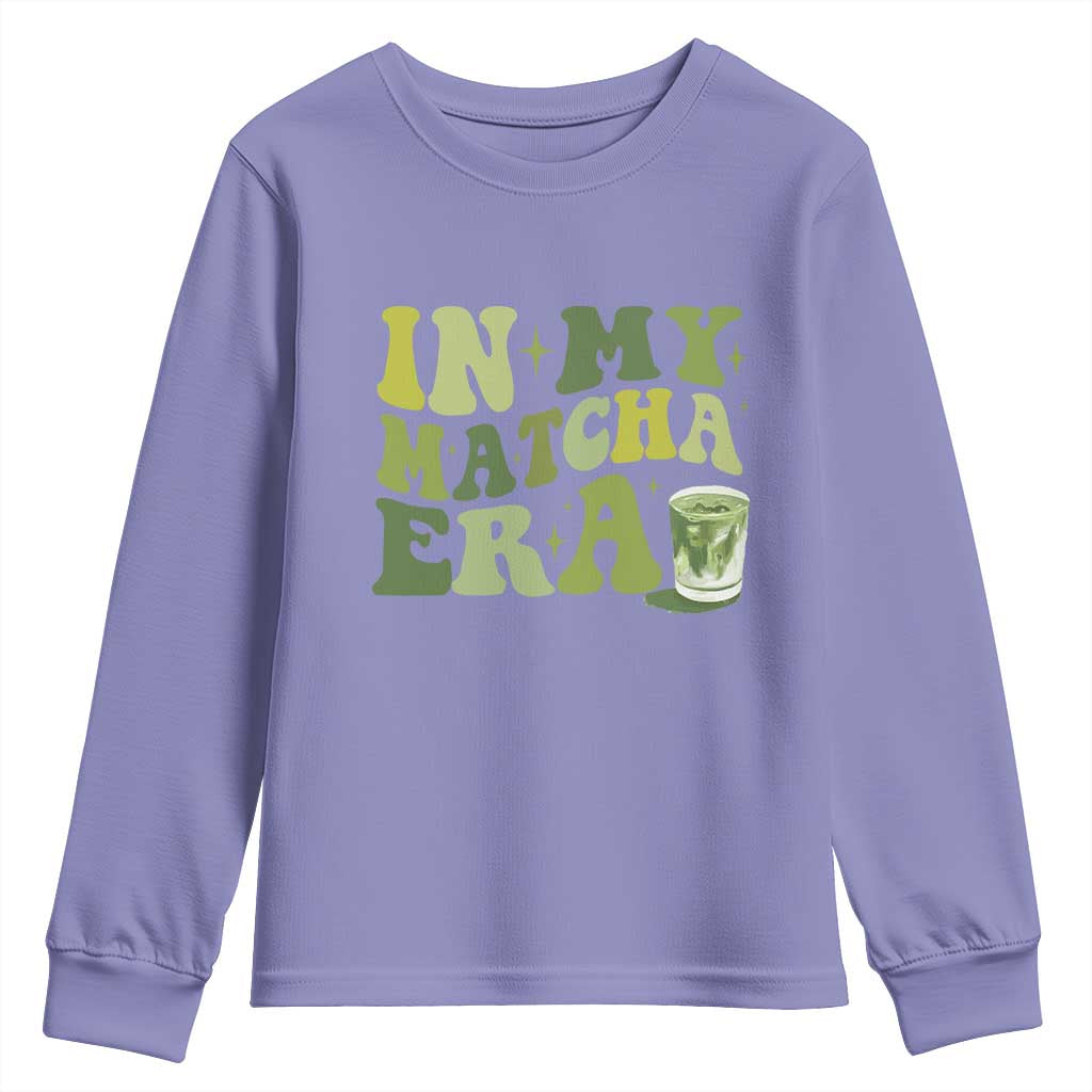 In My Matcha Era Youth Sweatshirt Matcha Latte Lover TS11 Violet Print Your Wear
