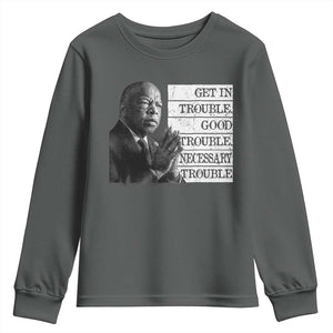 John Lewis Youth Sweatshirt Get In Good Necessary Trouble Social Justice TS11 Dark Heather Print Your Wear