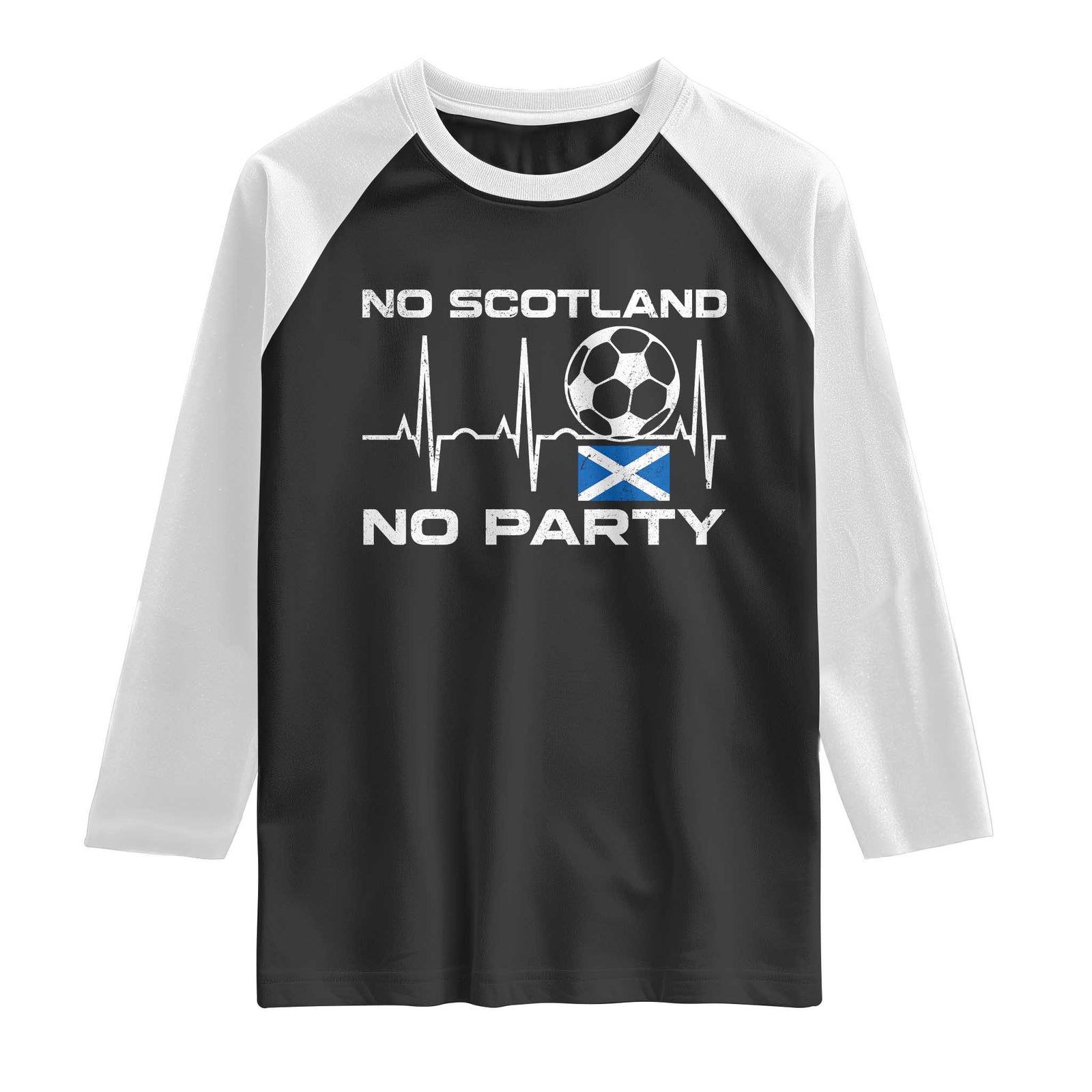 No Scotland No Party Raglan Shirt Scotland Football Proud Scottish Fan TS11 Black White Print Your Wear