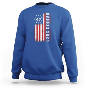 Harris 2024 Sweatshirt Betsy Ross Flag 47th President Star TS11 Royal Blue Print Your Wear