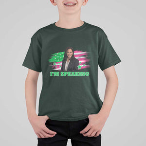 Kamala I'm Speaking T Shirt For Kid Harris Quote Pink USA Flag TS11 Dark Forest Green Print Your Wear