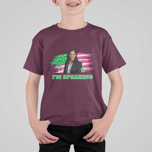 Kamala I'm Speaking T Shirt For Kid Harris Quote Pink USA Flag TS11 Maroon Print Your Wear