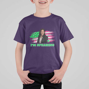 Kamala I'm Speaking T Shirt For Kid Harris Quote Pink USA Flag TS11 Purple Print Your Wear