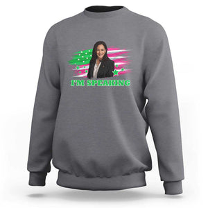 Kamala I'm Speaking Sweatshirt Harris Quote Pink USA Flag TS11 Charcoal Print Your Wear