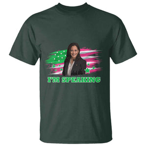 Kamala I'm Speaking T Shirt Harris Quote Pink USA Flag TS11 Dark Forest Green Print Your Wear