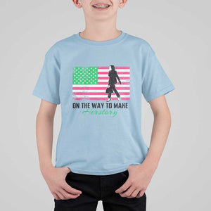 Kamala 2024 T Shirt For Kid On The Way To Make Herstory USA Flag TS11 Light Blue Print Your Wear