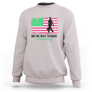 Kamala 2024 Sweatshirt On The Way To Make Herstory USA Flag TS11 Ice Gray Print Your Wear