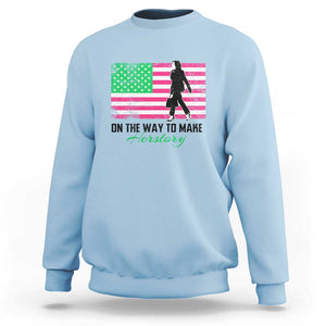 Kamala 2024 Sweatshirt On The Way To Make Herstory USA Flag TS11 Light Blue Print Your Wear