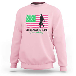 Kamala 2024 Sweatshirt On The Way To Make Herstory USA Flag TS11 Light Pink Print Your Wear