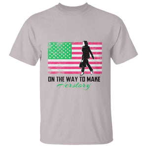 Kamala 2024 T Shirt On The Way To Make Herstory USA Flag TS11 Ice Gray Print Your Wear