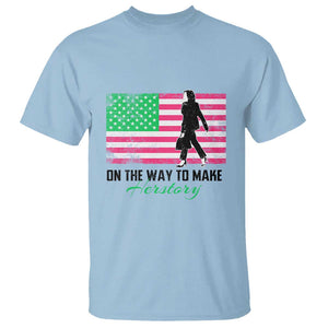 Kamala 2024 T Shirt On The Way To Make Herstory USA Flag TS11 Light Blue Print Your Wear