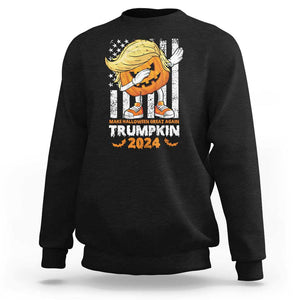 Funny Trump Supporter Sweatshirt Trumpkin Make Halloween Great Again 2024 Bat Pumpkin TS11 Black Print Your Wear