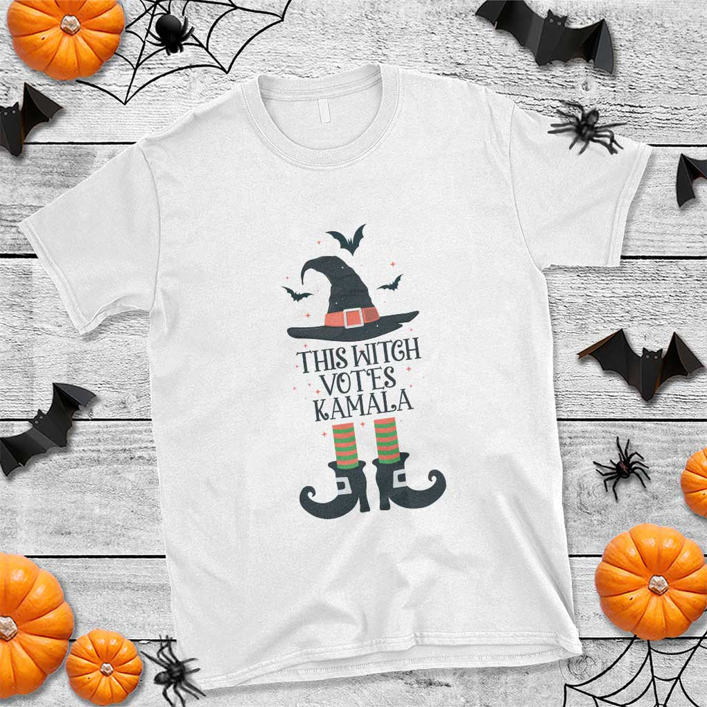 Funny Harris Halloween T Shirt This Witch Votes Kamala Pointed Hat Shoes Bat TS11 White Print Your Wear