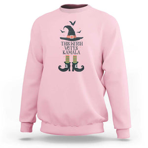 Funny Harris Halloween Sweatshirt This Witch Votes Kamala Pointed Hat Shoes Bat TS11 Light Pink Print Your Wear