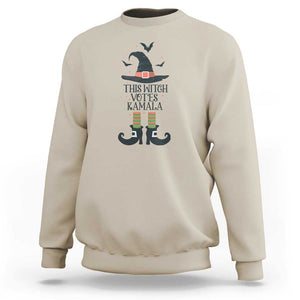 Funny Harris Halloween Sweatshirt This Witch Votes Kamala Pointed Hat Shoes Bat TS11 Sand Print Your Wear