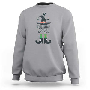 Funny Harris Halloween Sweatshirt This Witch Votes Kamala Pointed Hat Shoes Bat TS11 Sport Gray Print Your Wear