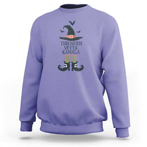 Funny Harris Halloween Sweatshirt This Witch Votes Kamala Pointed Hat Shoes Bat TS11 Violet Print Your Wear