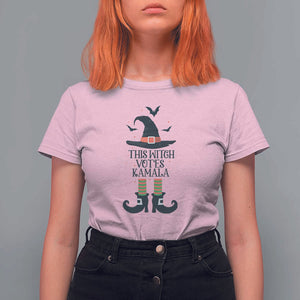 Funny Harris Halloween T Shirt For Women This Witch Votes Kamala Pointed Hat Shoes Bat TS11 Light Pink Print Your Wear