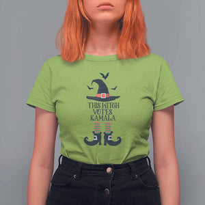 Funny Harris Halloween T Shirt For Women This Witch Votes Kamala Pointed Hat Shoes Bat TS11 Lime Print Your Wear