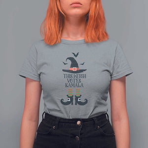 Funny Harris Halloween T Shirt For Women This Witch Votes Kamala Pointed Hat Shoes Bat TS11 Sport Gray Print Your Wear