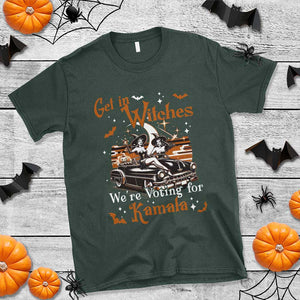 Funny Harris Supporter T Shirt Get In Witches We're Voting For Kamala Halloween Car Pumpkin TS11 Dark Forest Green Print Your Wear