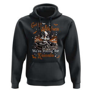 Funny Harris Supporter Hoodie Get In Witches We're Voting For Kamala Halloween Car Pumpkin TS11 Black Print Your Wear