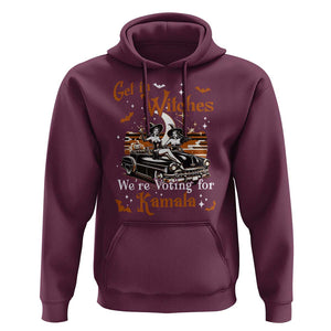 Funny Harris Supporter Hoodie Get In Witches We're Voting For Kamala Halloween Car Pumpkin TS11 Maroon Print Your Wear