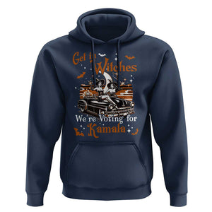 Funny Harris Supporter Hoodie Get In Witches We're Voting For Kamala Halloween Car Pumpkin TS11 Navy Print Your Wear