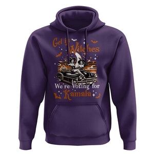 Funny Harris Supporter Hoodie Get In Witches We're Voting For Kamala Halloween Car Pumpkin TS11 Purple Print Your Wear