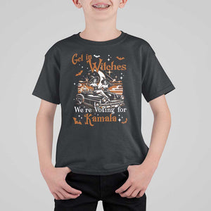 Funny Harris Supporter T Shirt For Kid Get In Witches We're Voting For Kamala Halloween Car Pumpkin TS11 Black Print Your Wear