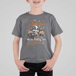 Funny Harris Supporter T Shirt For Kid Get In Witches We're Voting For Kamala Halloween Car Pumpkin TS11 Charcoal Print Your Wear