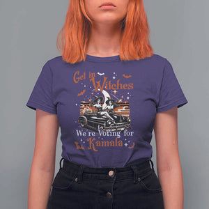 Funny Harris Supporter T Shirt For Women Get In Witches We're Voting For Kamala Halloween Car Pumpkin TS11 Purple Print Your Wear