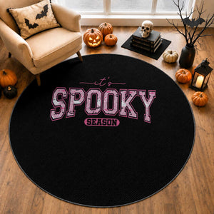 Funny Halloween Round Rug It's Spooky Season Pink Pumpkin Cute Cat