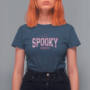 Funny Halloween T Shirt For Women It's Spooky Season Pink Pumpkin Cute Cat TS11 Navy Print Your Wear