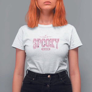 Funny Halloween T Shirt For Women It's Spooky Season Pink Pumpkin Cute Cat TS11 White Print Your Wear