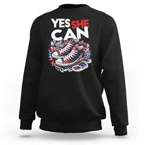 Harris 2024 Sweatshirt Yes She Can Chucks And Pearls American Flag TS11 Black Print Your Wear