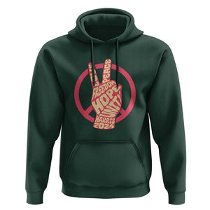 Harris 2024 Hoodie Love Peace Freedom Hope Unity Peace Sign TS11 Dark Forest Green Print Your Wear